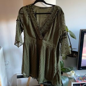 Zara mini dress XL Pom Pom detail